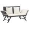Fekete polyrattan kerti pad párnával 176 cm