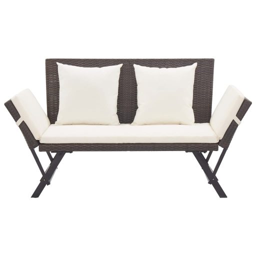 Barna polyrattan kerti pad párnával 176 cm