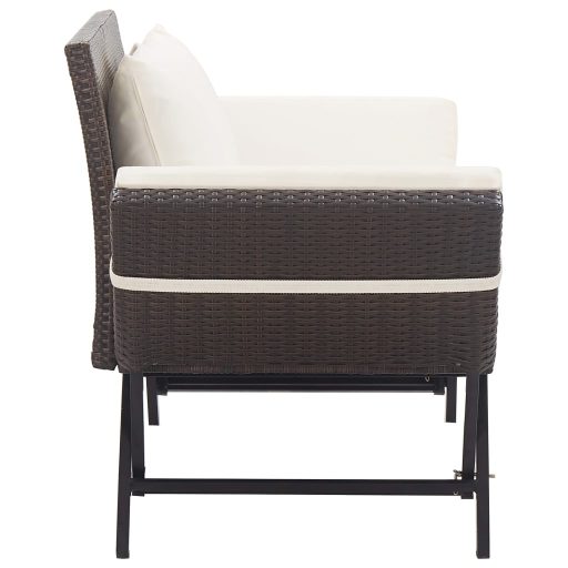 Barna polyrattan kerti pad párnával 176 cm