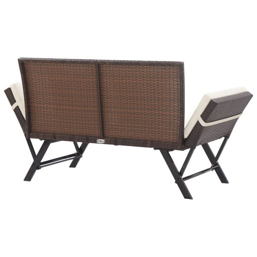 Barna polyrattan kerti pad párnával 176 cm