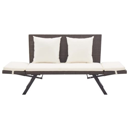 Barna polyrattan kerti pad párnával 176 cm