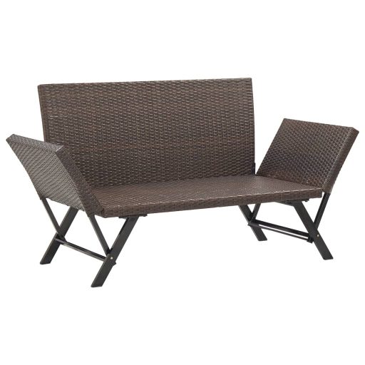 Barna polyrattan kerti pad párnával 176 cm
