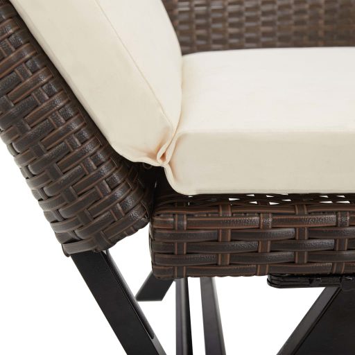 Barna polyrattan kerti pad párnával 176 cm