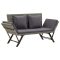 Szürke polyrattan kerti pad párnával 176 cm