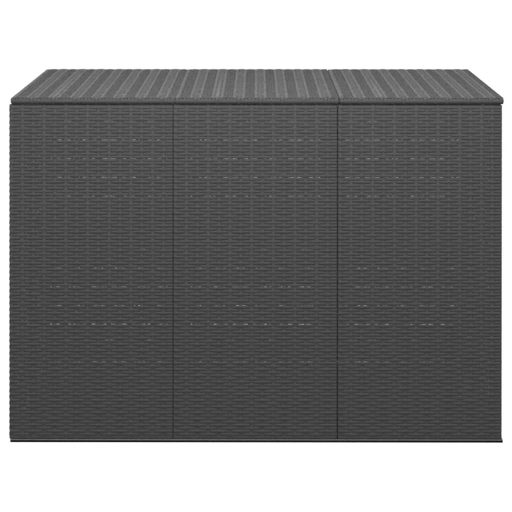 Fekete polyrattan kerti párnatartó doboz 145 x 100 x 103 cm