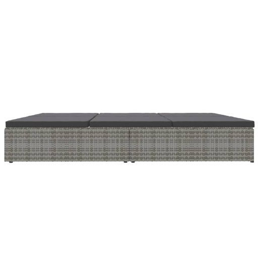Sötétszürke polyrattan átalakítható napozóágy párnákkal