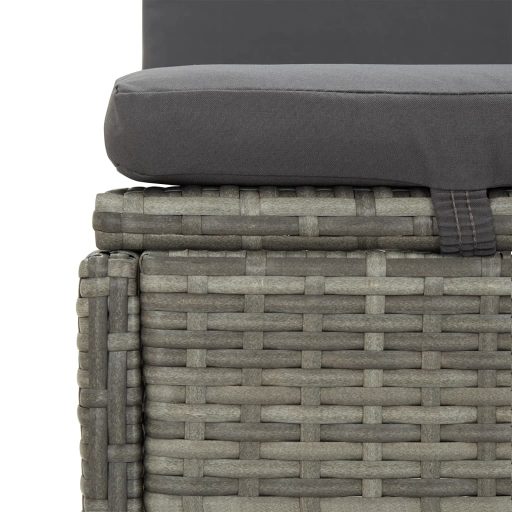 Sötétszürke polyrattan átalakítható napozóágy párnákkal