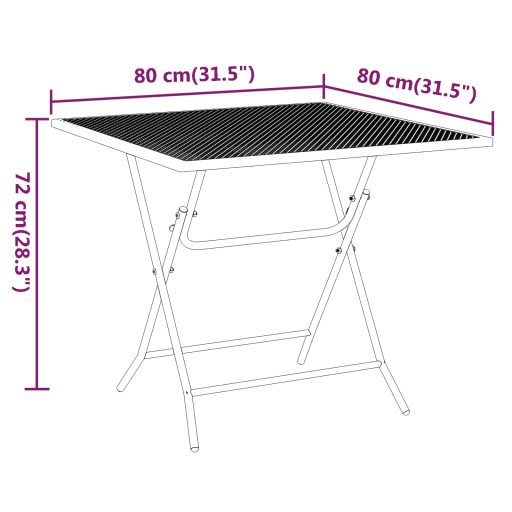 Antracitszürke expandált fém hálós kerti asztal 80 x 80 x 72 cm