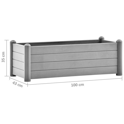 Kőszürke kerti PP magaságyás 100 x 43 x 35 cm