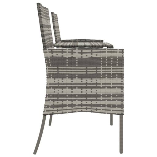 Kétszemélyes antracitszürke polyrattan kanapé teázóasztallal