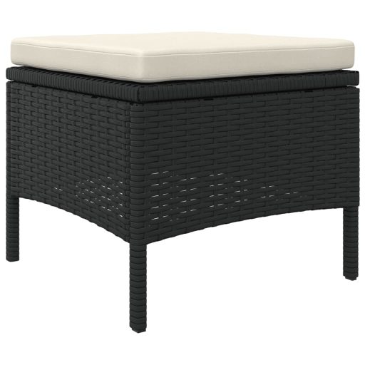2 személyes fekete polyrattan kerti kanapé asztallal/székkel