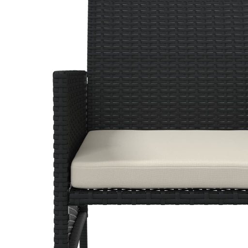 2 személyes fekete polyrattan kerti kanapé asztallal/székkel