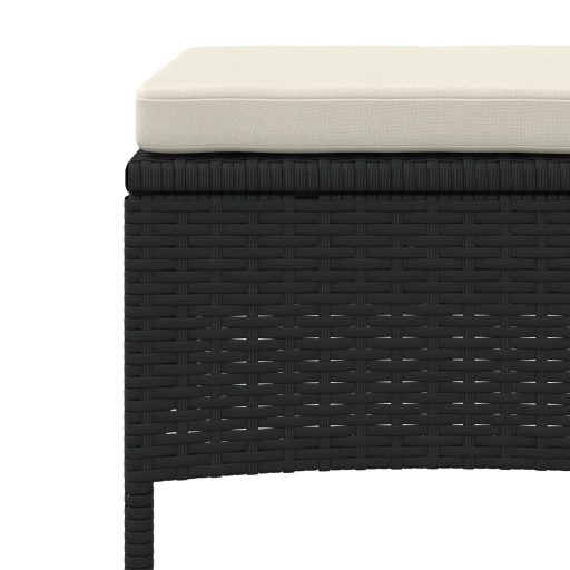 2 személyes fekete polyrattan kerti kanapé asztallal/székkel