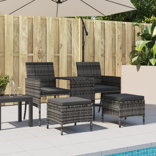 2 személyes szürke polyrattan kerti kanapé asztallal/székkel