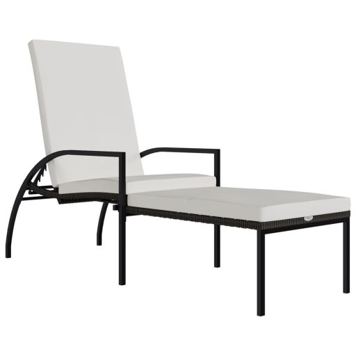 Barna polyrattan napozóágy lábtartóval