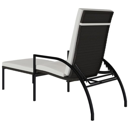 Barna polyrattan napozóágy lábtartóval