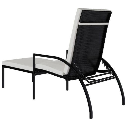 2 db fekete polyrattan napozóágy lábtartóval