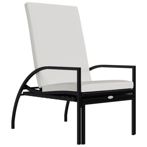 2 db fekete polyrattan napozóágy lábtartóval