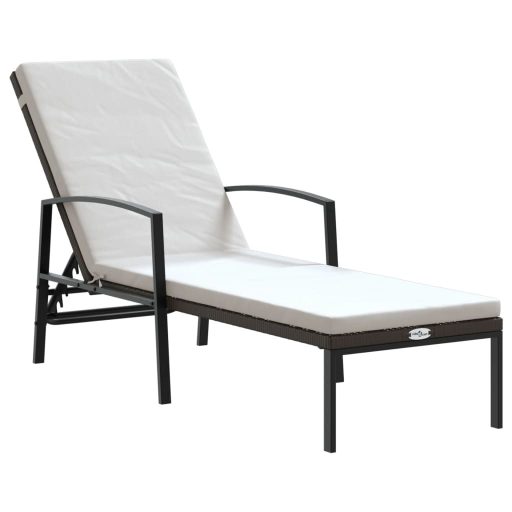2 db barna polyrattan napozóágy asztallal