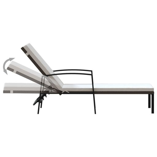 2 db barna polyrattan napozóágy asztallal