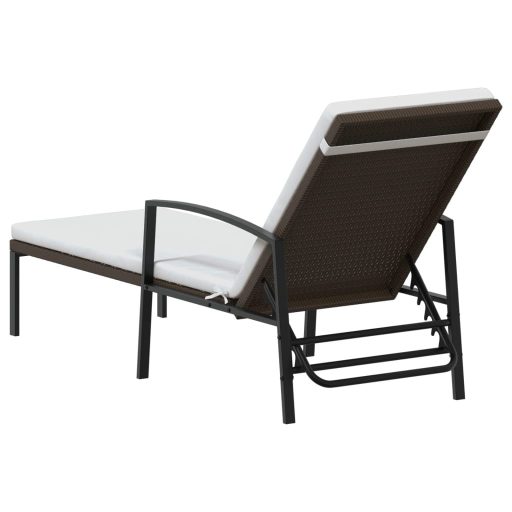 2 db barna polyrattan napozóágy asztallal