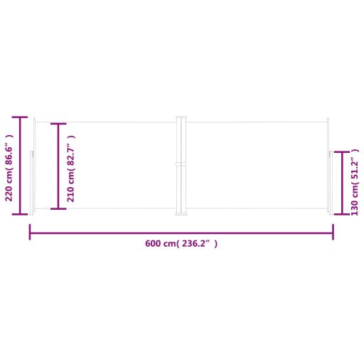Antracitszürke behúzható oldalsó napellenző 220 x 600 cm