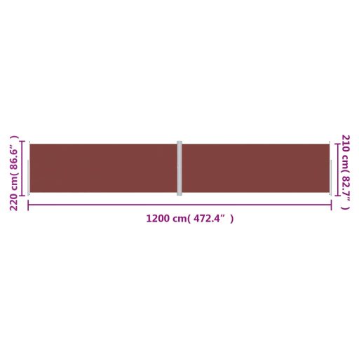 Barna behúzható oldalsó napellenző 220 x 1200 cm