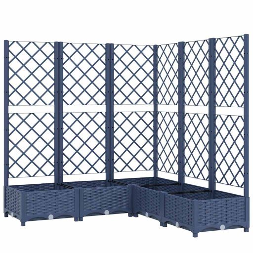 Kékszürke PP rácsos kerti ültetőláda 120 x 120 x 121,5 cm