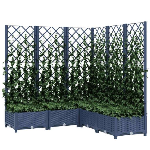 Kékszürke PP rácsos kerti ültetőláda 120 x 120 x 121,5 cm