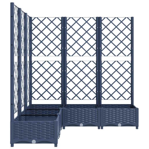 Kékszürke PP rácsos kerti ültetőláda 120 x 120 x 121,5 cm