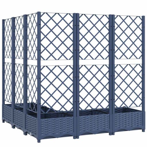 Kékszürke PP rácsos kerti ültetőláda 120 x 120 x 121,5 cm