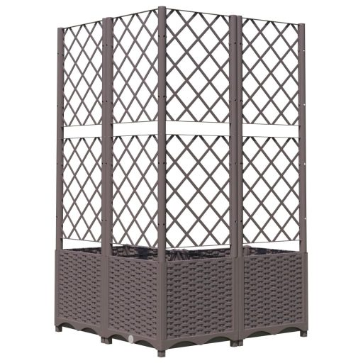Barna polipropilén rácsos kerti ültetőláda 80 x 80 x 136 cm