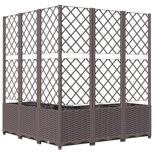 Barna polipropilén rácsos kerti ültetőláda 120 x 120 x 136 cm