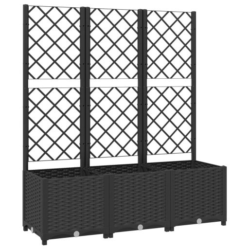 Fekete polipropilén rácsos kerti ültetőláda 120 x 40 x 136 cm