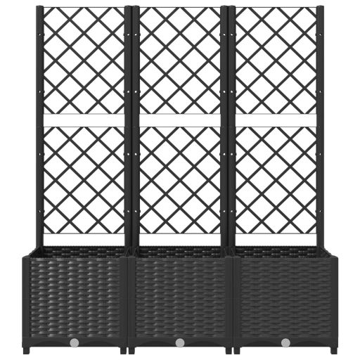 Fekete polipropilén rácsos kerti ültetőláda 120 x 40 x 136 cm