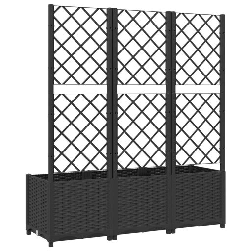 Fekete polipropilén rácsos kerti ültetőláda 120 x 40 x 136 cm
