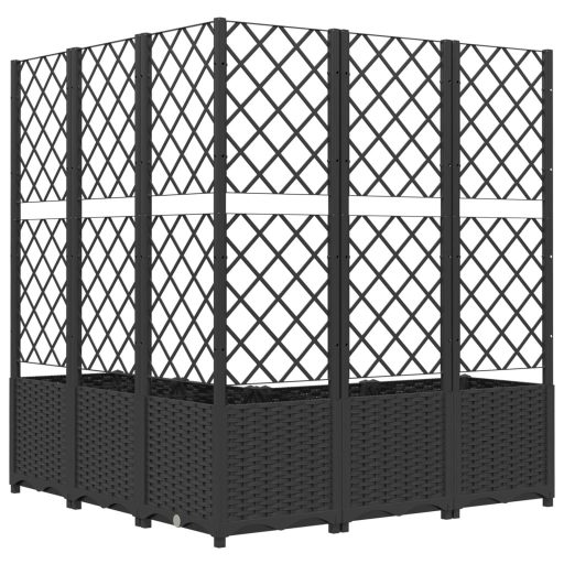 Fekete polipropilén rácsos kerti ültetőláda 120 x 120 x 136 cm
