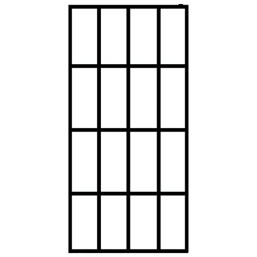 Fekete ESG üveg és alumínium zuhanyfal polccal 80 x 195 cm