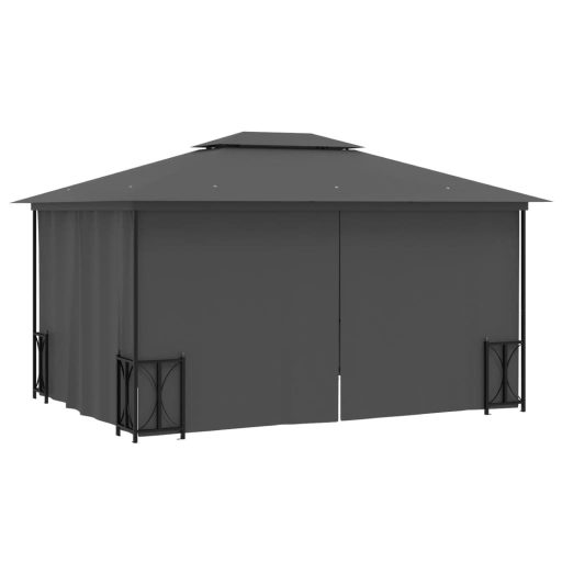 Antracitszürke pavilon oldalfalakkal és dupla tetővel 3x4 m