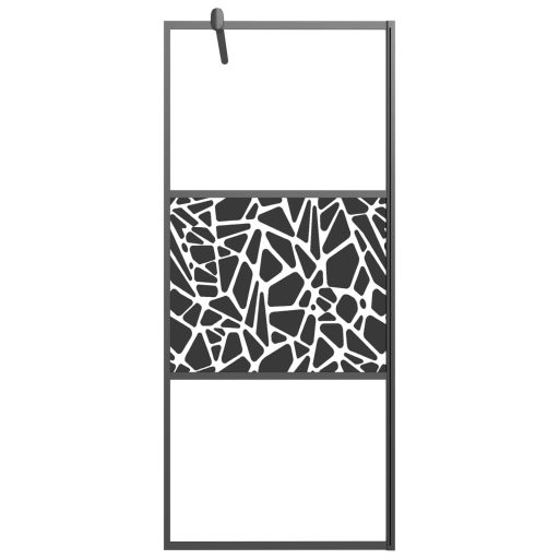 Fekete ESG üveg és alumínium zuhanyfal polccal 80 x 195 cm