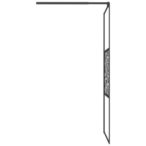 Fekete ESG üveg és alumínium zuhanyfal polccal 80 x 195 cm