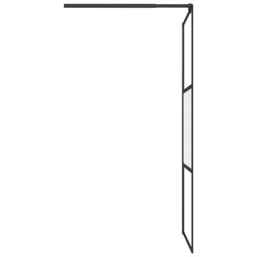 Fekete ESG üveg és alumínium zuhanyfal polccal 90 x 195 cm