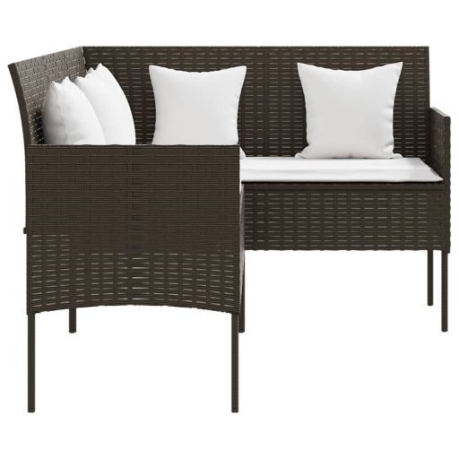 Barna polyrattan L-alakú kanapé párnával