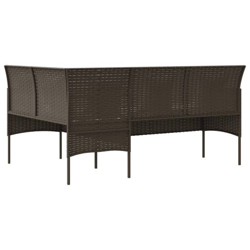Barna polyrattan L-alakú kanapé párnával