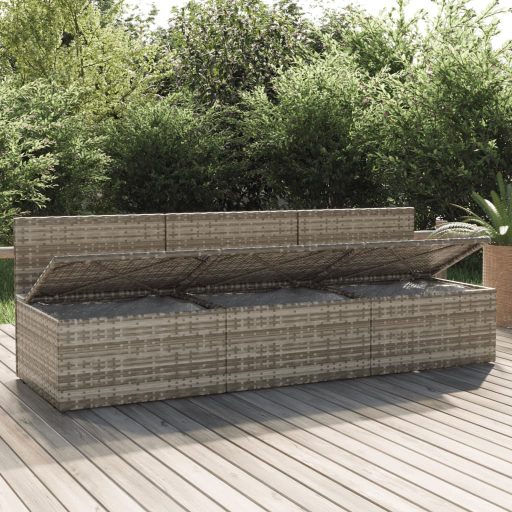 3 személyes szürke polyrattan kerti kanapé párnával