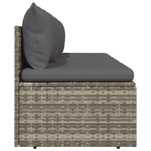 3 személyes szürke polyrattan kerti kanapé párnával