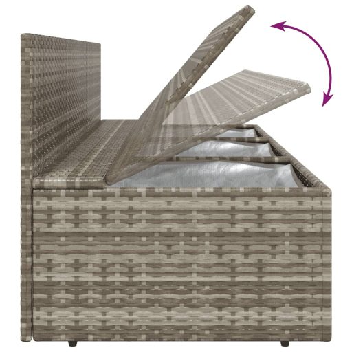 3 személyes szürke polyrattan kerti kanapé párnával