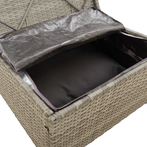 3 személyes szürke polyrattan kerti kanapé párnával