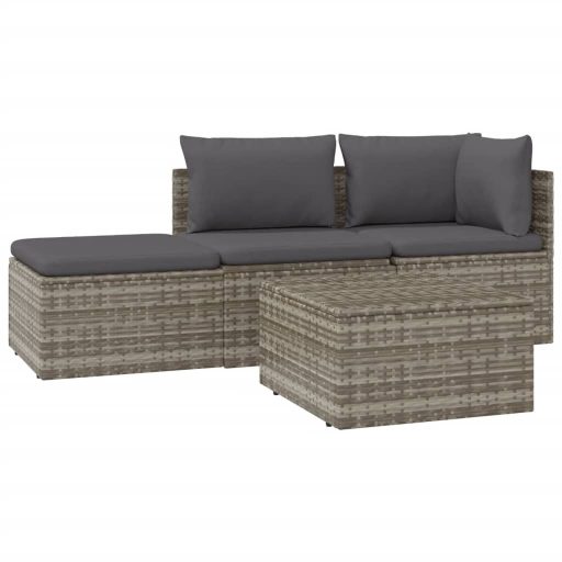 4 részes szürke polyrattan kerti ülőgarnitúra párnákkal