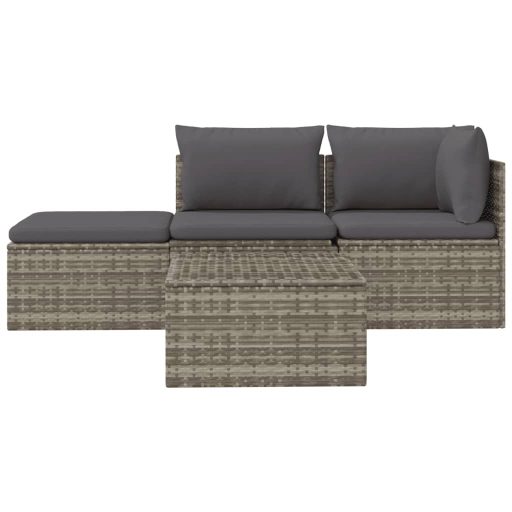 4 részes szürke polyrattan kerti ülőgarnitúra párnákkal